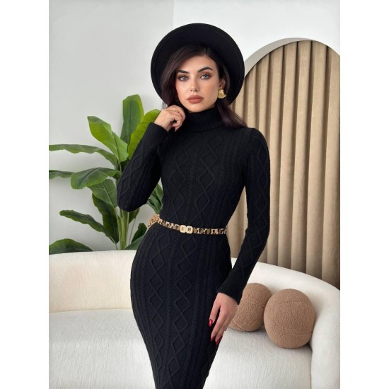 M10055-SIYAH Siyah ELBİSE