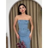 M9800-ACIK MAVI Açık Mavi ELBİSE