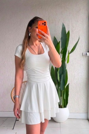 SCUBA KNIT RUFFLED MINI DRESS 188994