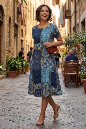 PATTERNED VISCOSE DRESS 188762