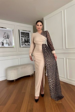 LEOPAR DETAY ABİYE ELBİSE 188165