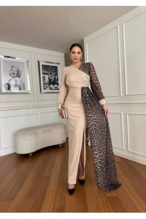LEOPAR DETAY ABİYE ELBİSE 188165