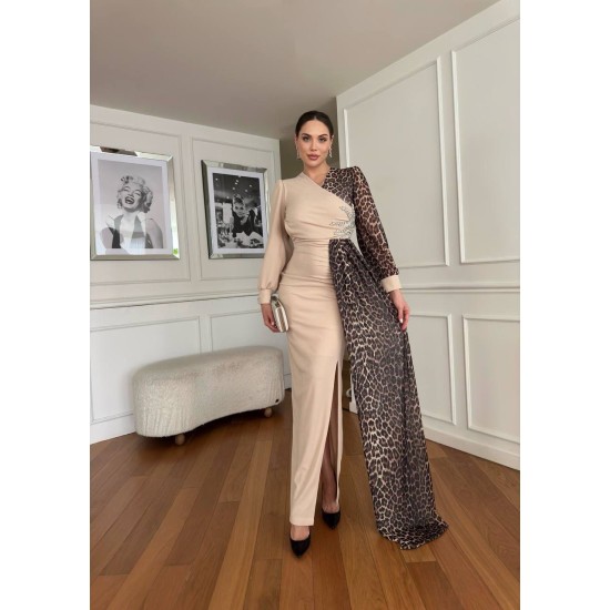 LEOPAR DETAY ABİYE ELBİSE 188165