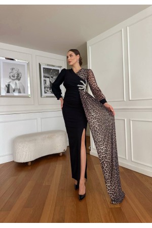 LEOPAR DETAY ABİYE ELBİSE 188163