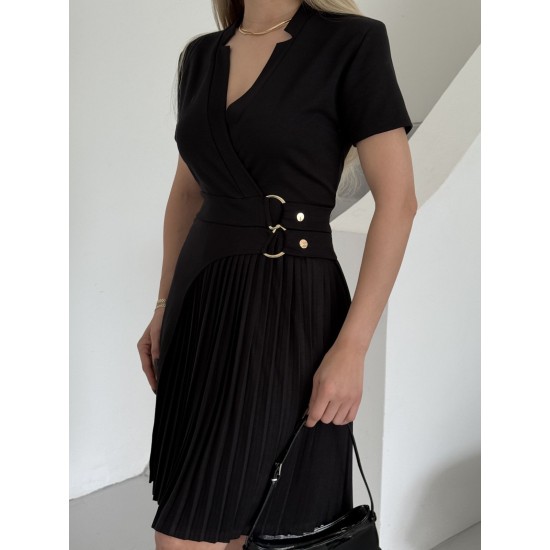 PLEATED STEEL KNIT FABRIC DRESS 189005