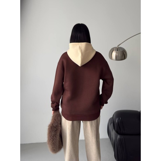 3 THREAD BRUSHED PRINTED CONTRAST DETAIL OVERSIZE SWEATSHIRT 191420