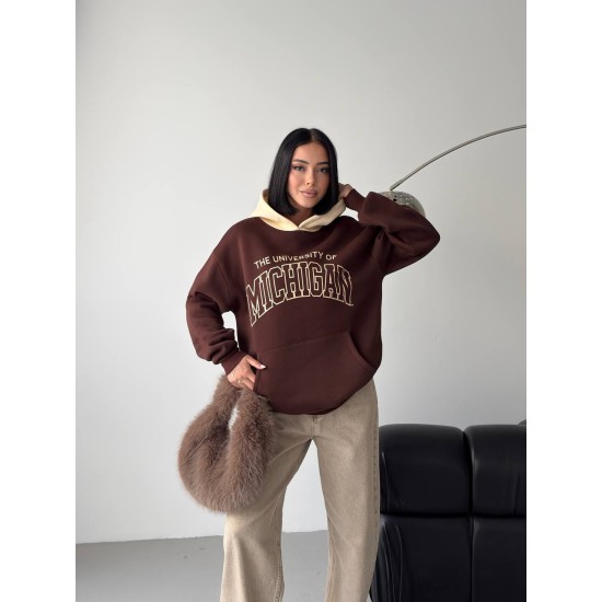 3 THREAD BRUSHED PRINTED CONTRAST DETAIL OVERSIZE SWEATSHIRT 191420