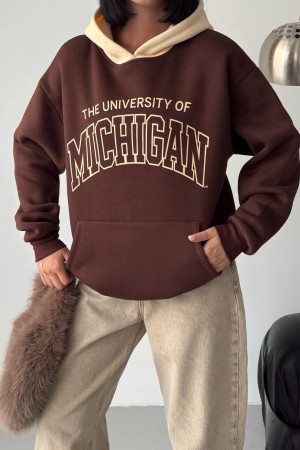 3 THREAD BRUSHED PRINTED CONTRAST DETAIL OVERSIZE SWEATSHIRT 191420