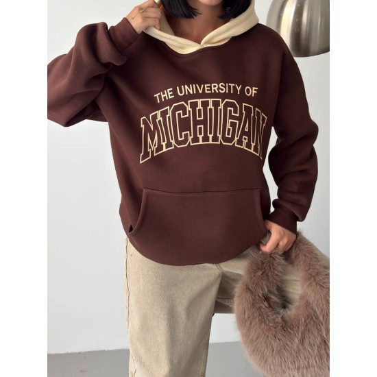 3 THREAD BRUSHED PRINTED CONTRAST DETAIL OVERSIZE SWEATSHIRT 191420