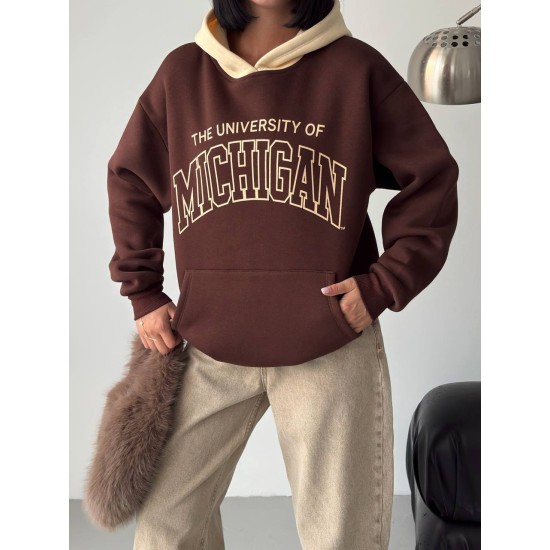 3 THREAD BRUSHED PRINTED CONTRAST DETAIL OVERSIZE SWEATSHIRT 191420