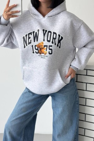 3 IPLIK SARDONLU BASKILI KAPUSONLU SWEAT 191428