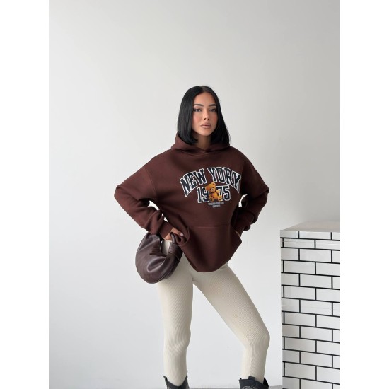 3 IPLIK SARDONLU BASKILI KAPUSONLU SWEAT 191429