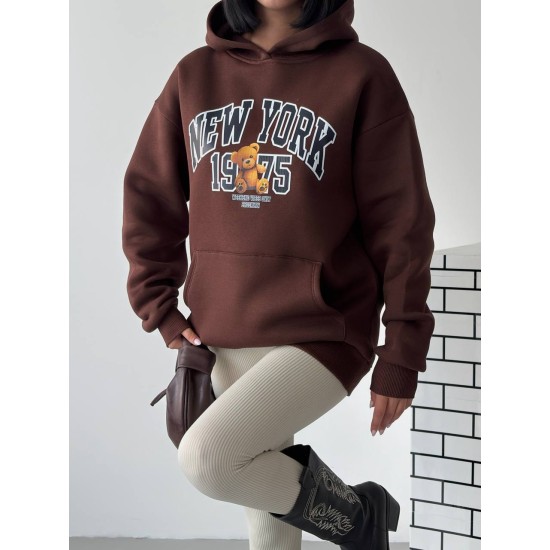3 IPLIK SARDONLU BASKILI KAPUSONLU SWEAT 191429