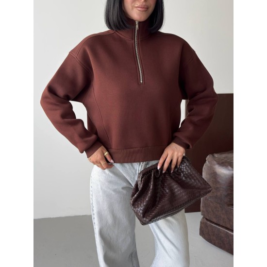 3 IPLIK SARDONLU KUMAS FERMUARLI SWEAT 191439