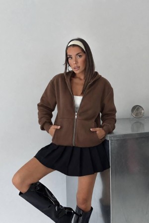 3 IPLIK SARDONLU KUMAS FERMUARLI SWEAT 191800
