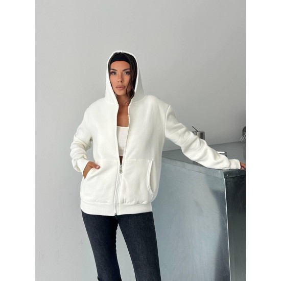 3 IPLIK SARDONLU OVERSIZE KALIP FERMUARLI SWEAT 191299