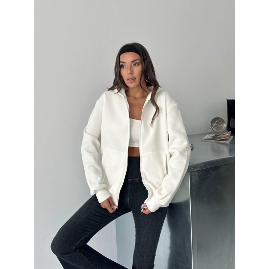 3 IPLIK SARDONLU OVERSIZE KALIP FERMUARLI SWEAT 191299