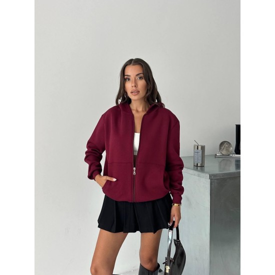 3 IPLIK SARDONLU OVERSIZE KALIP FERMUARLI SWEAT 191300