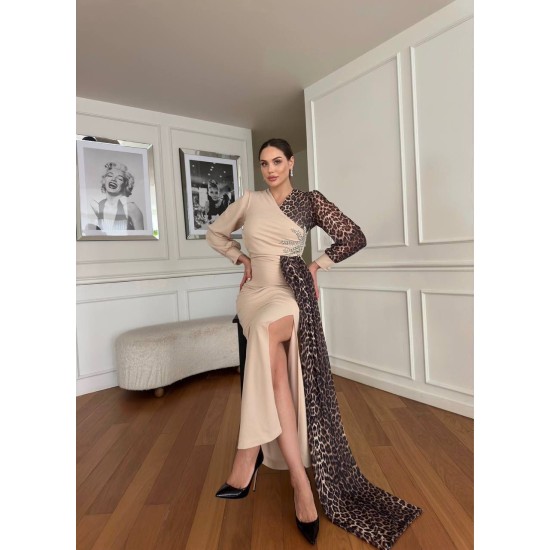 LEOPAR DETAY ABİYE ELBİSE 188165