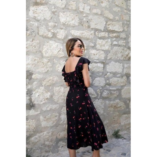 CHERRY PRINT WOVEN FABRIC DRESS 188997