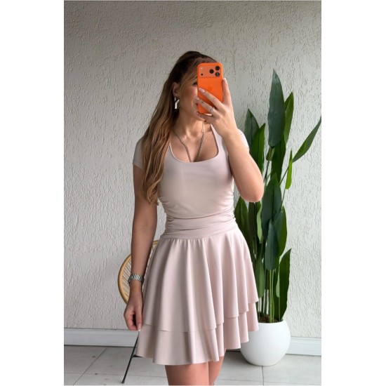 SCUBA KNIT RUFFLED MINI DRESS 188991