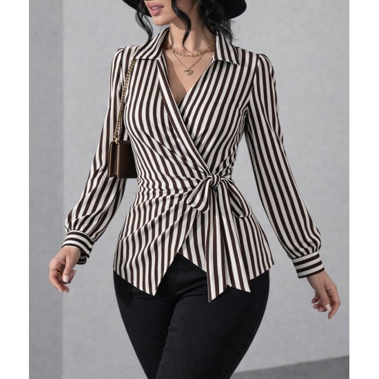 ÇİZGİLİ KRUVAZE BLUZ 188535