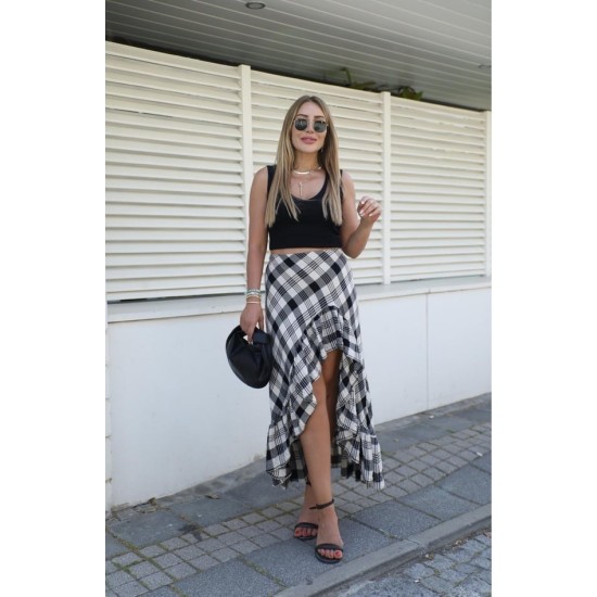 CHECKERED RUFFLED SKIRT 188998