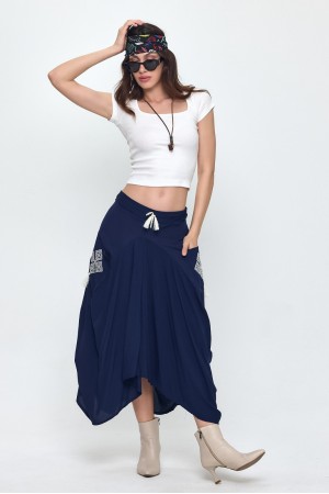 VISCOSE FABRIC EMBROIDERED SKIRT 188506
