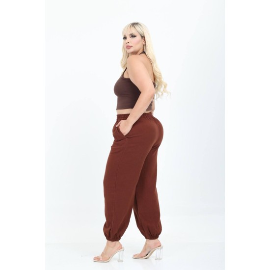 MUSLIN KUMAS PACA LASTIKLI SALVAR PANTOLON 190979
