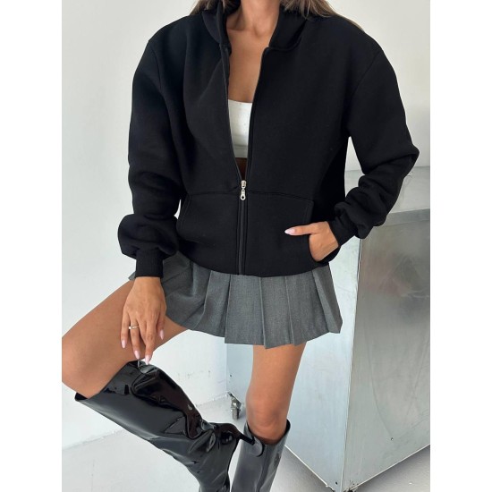 3 IPLIK SARDONLU OVERSIZE KALIP FERMUARLI SWEAT 191298
