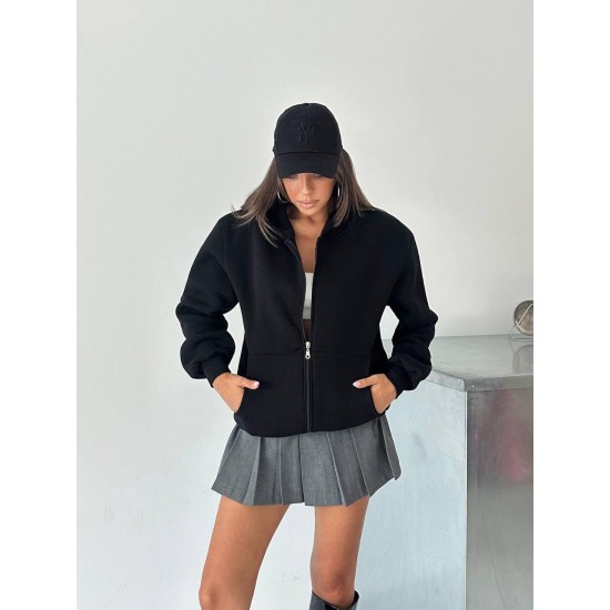 3 IPLIK SARDONLU OVERSIZE KALIP FERMUARLI SWEAT 191298