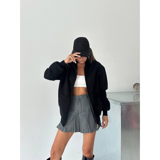 3 IPLIK SARDONLU OVERSIZE KALIP FERMUARLI SWEAT 191298