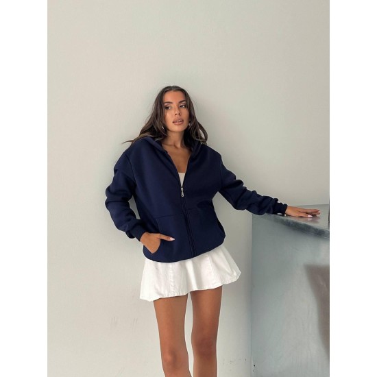 3 IPLIK SARDONLU OVERSIZE KALIP FERMUARLI SWEAT 191301