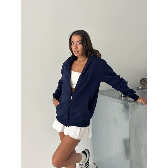 3 IPLIK SARDONLU OVERSIZE KALIP FERMUARLI SWEAT 191301