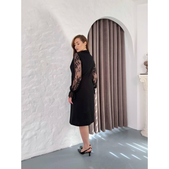 SİYAH ELBİSE SCUBA KREP KUMAŞ 186126