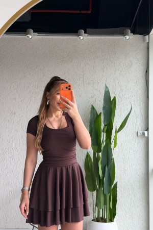 SCUBA KUMAS VOLANLI MINI ELBISE 188989