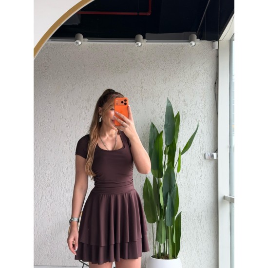 SCUBA KUMAS VOLANLI MINI ELBISE 188989