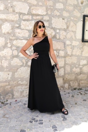 RUCHED ONE SHOULDER SANDY FABRIC DRESS 189000