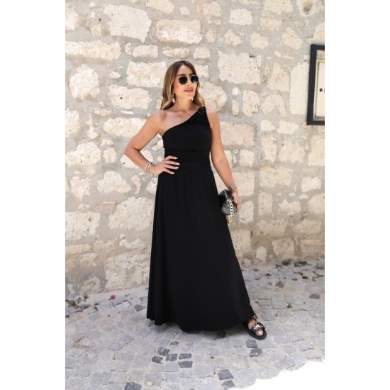 RUCHED ONE SHOULDER SANDY FABRIC DRESS 189000