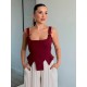 BAGCIKLI ASKILI KORSE BLUZ 190971