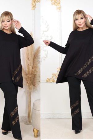 VISCOSE JERSEY TOP AND STEEL FABRIC TROUSERS SET 192546