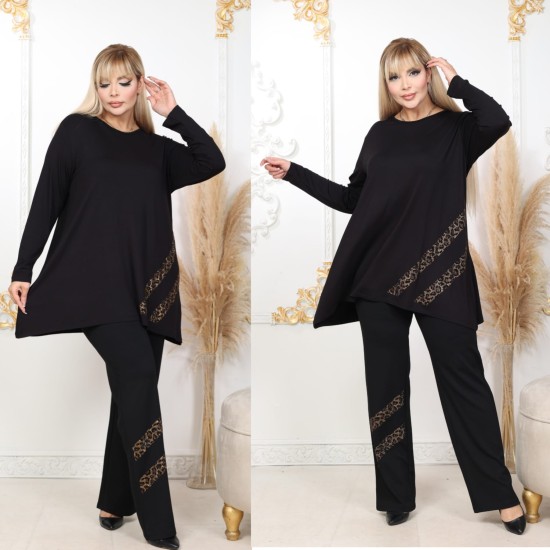 VISCOSE JERSEY TOP AND STEEL FABRIC TROUSERS SET 192546