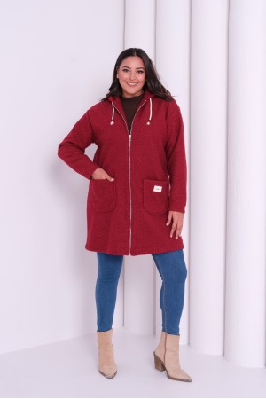 BOUCLÉ FABRIC HOODED COAT 191782