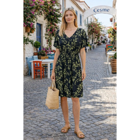 VISKON KUMAS DESENLI ELBISE 188844