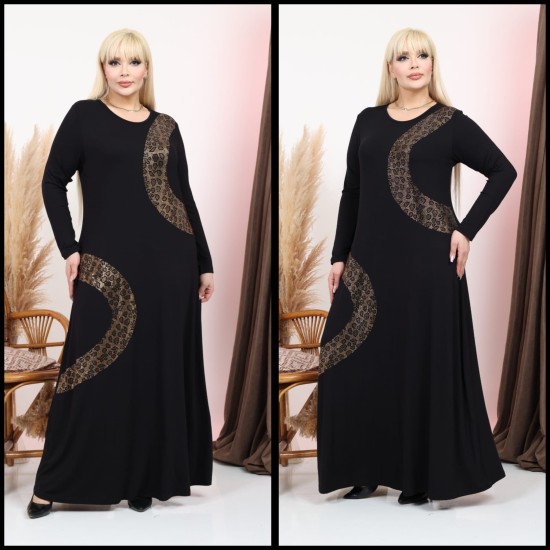 SİYAH VİSKON KUMAŞ ELBİSE 186142