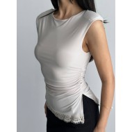 LACE DETAIL RUCHED BLOUSE 189795