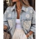 CICEK ISLEMELI OVERSIZE DENIM CEKET 191645