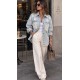 CICEK ISLEMELI OVERSIZE DENIM CEKET 191645