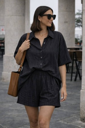 ÇİZGİLİ MODAL ŞORT TAKIM 188366