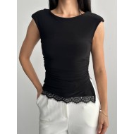 LACE DETAIL RUCHED BLOUSE 189799
